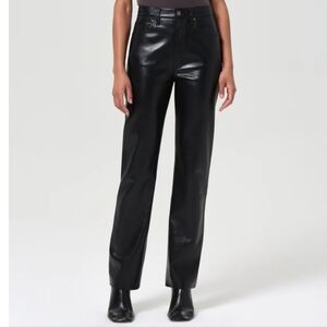 A Golde 90's Pinch Waist High Rise Straight Long (Recycled Leather)